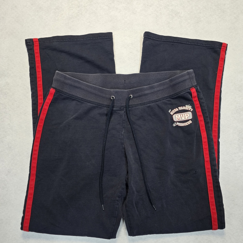 Y2K Arizona Jean Company dark Blue Track Joggers with Red Side Panels Size Large